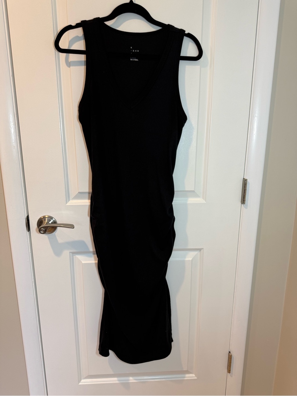 a new day Black Sleeveless V-Neck Midi Dress with Side Ruching
